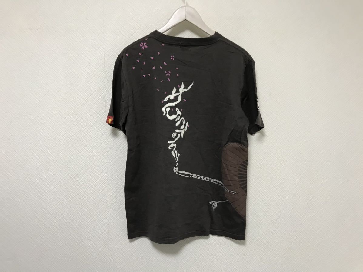 本物タケオキクチTAKEOKIKUCHIコットンプリント和柄ポケット半袖TシャツメンズアメカジサーフミリタリービジネスLグレー3_画像3