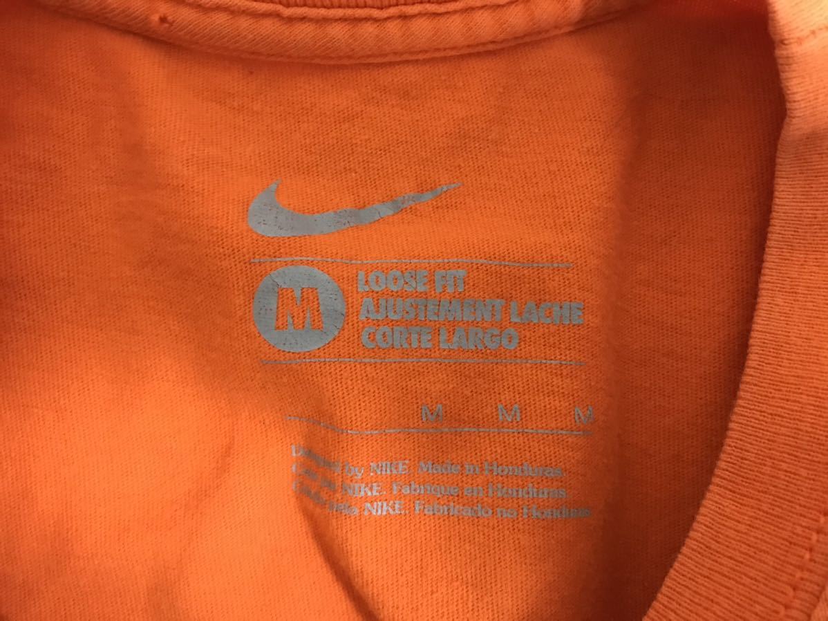 本物ナイキNIKEコットンロゴ刺繍プリント半袖Tシャツメンズアメカジサーフミリタリースポーツオレンジホンジュラス製ヴィンテージ