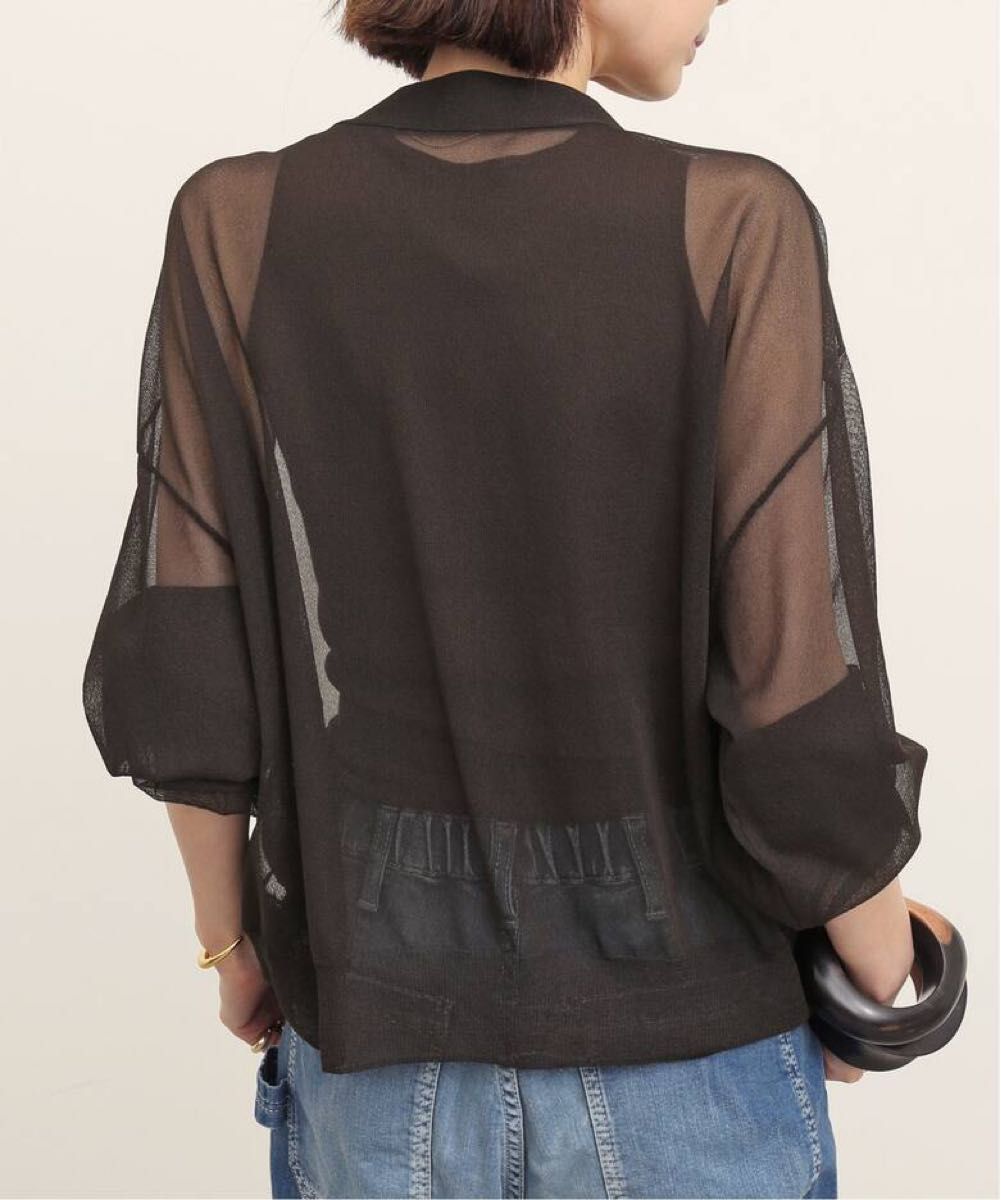 アパルトモン　Sheer Cardigan シアーカーディガン　ブラック　L'Appartement