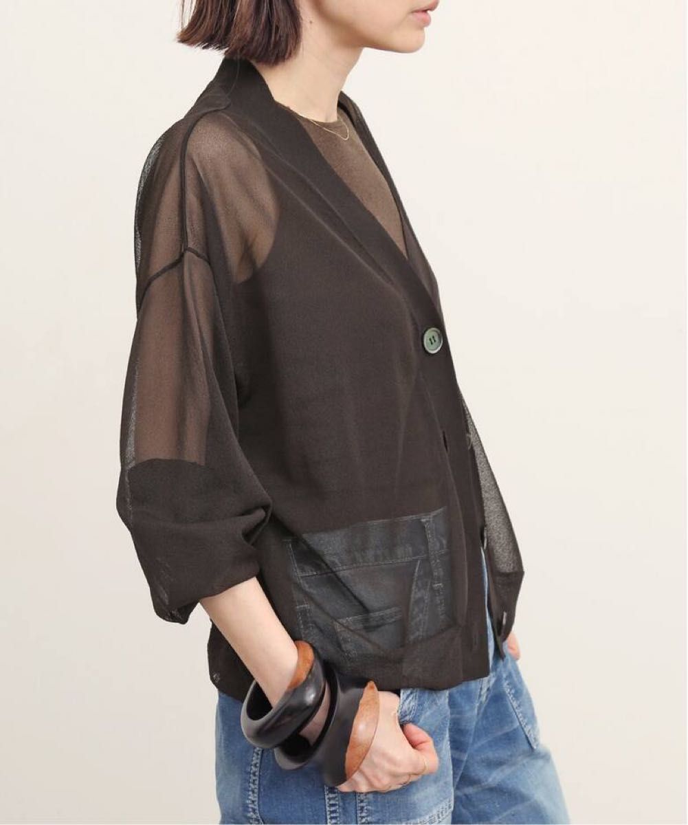 アパルトモン　Sheer Cardigan シアーカーディガン　ブラック　L'Appartement