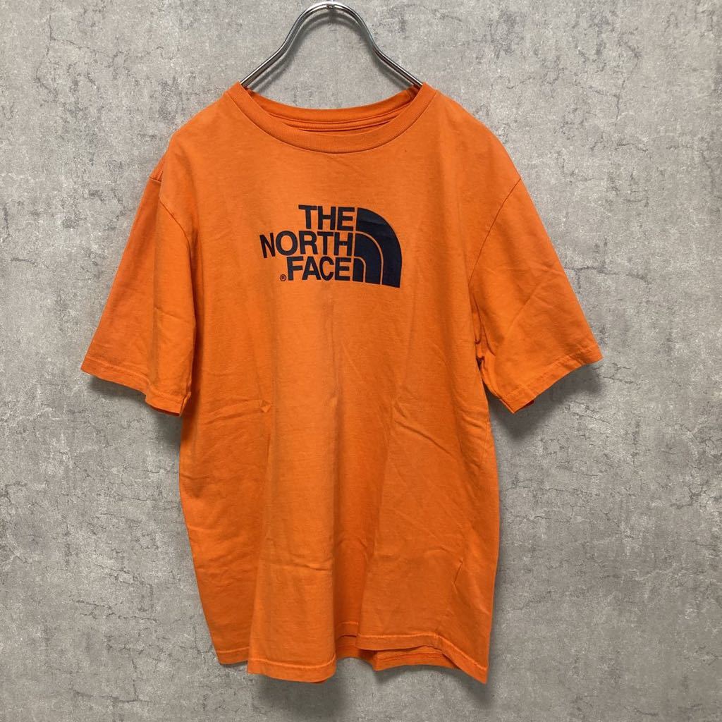 THE NORTH FACE ノースフェイス　Tシャツ オレンジ　半袖　丸首　レディースM〜L キッズ160 半袖Tシャツ ビッグロゴ_画像1