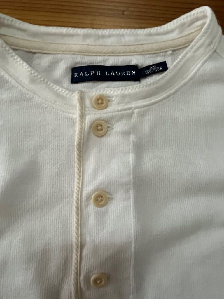 送料込み！RalphLauren ヘンリーネック ボーダー 長袖Tシャツ 白 上質 ラルフローレン XSサイズ_画像3