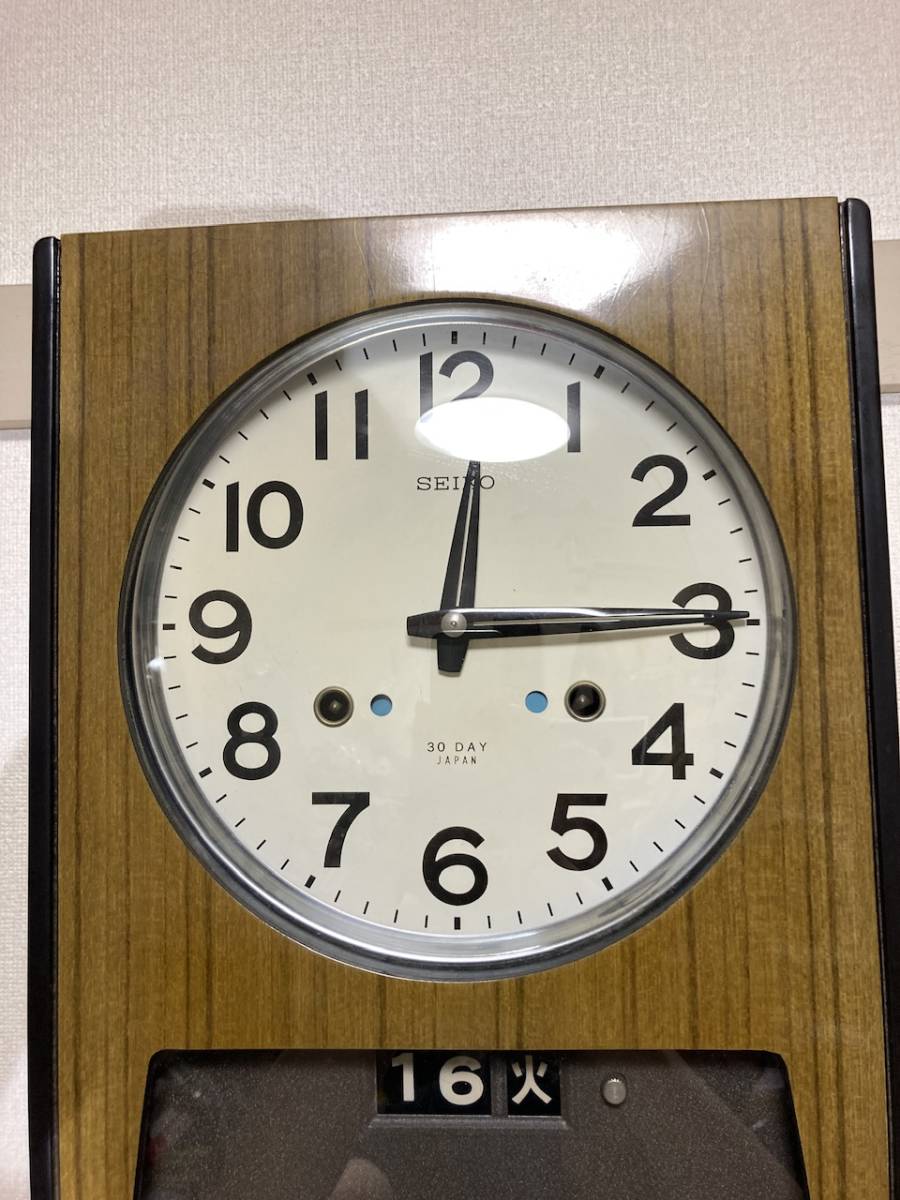 中古 セイコー ボンボン時計 カレンダー付き30日巻き 稼働品の画像1