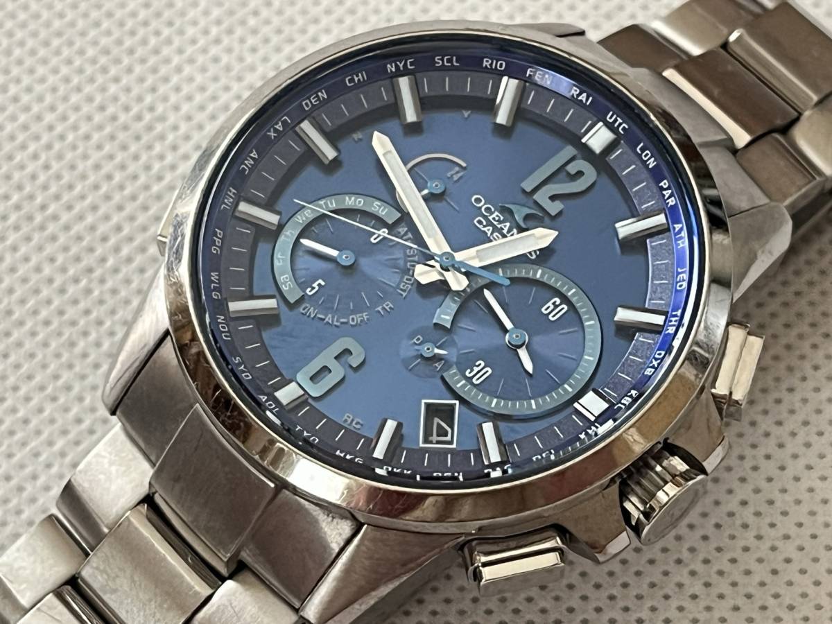 カシオ オシアナス OCW-T2000C-2AJF 腕時計 日本製 チタン ソーラー ビジネス ウォッチ ブルー文字盤_画像1