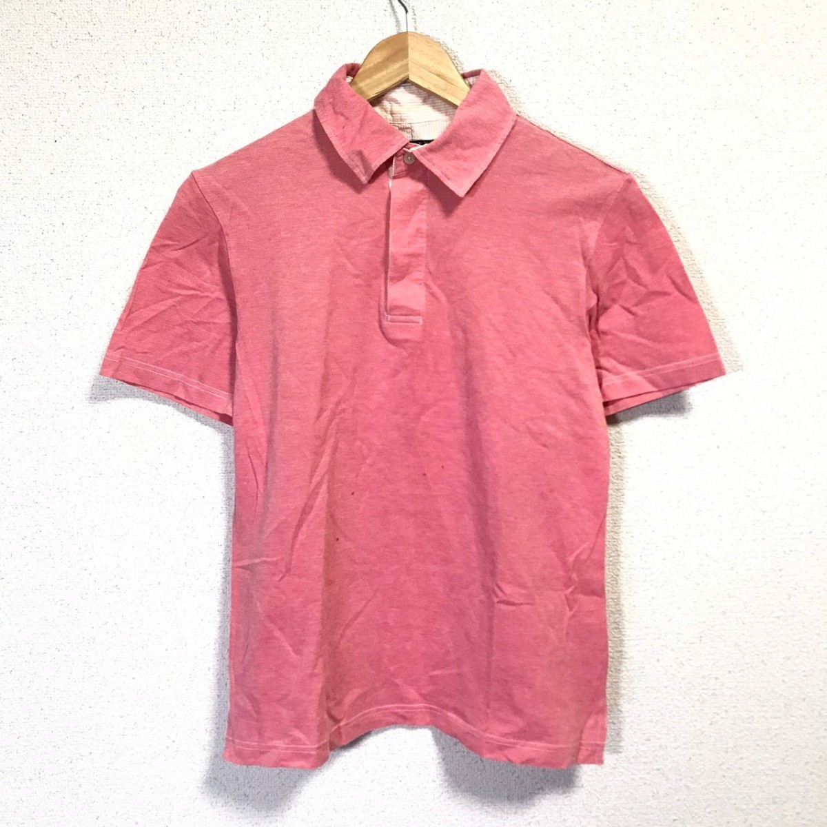 F7635dL 日本製 BARNEYS NEW YORK バーニーズニューヨーク サイズM 半袖 ポロシャツ ピンク レディース カジュアル 綿100% コットンシャツ_画像1