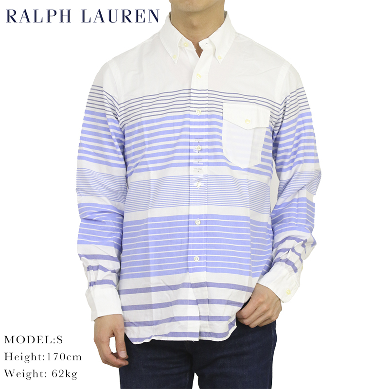 新品 アウトレット b776 Sサイズ オックスフォード バスク ボーダー 長袖シャツ クラシック polo ralph lauren ポロ ラルフ ローレン_画像1