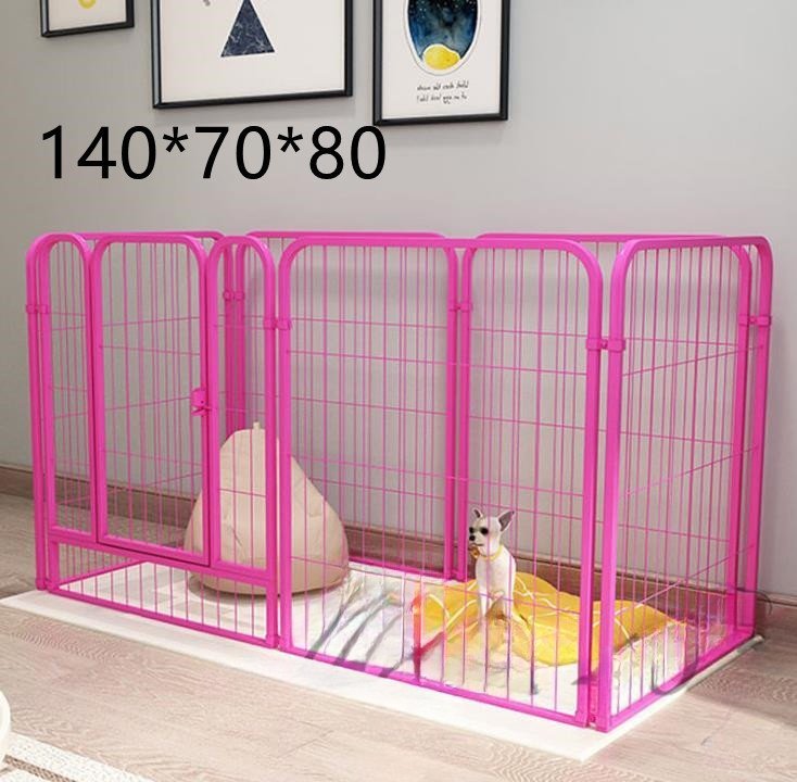 【値下げ】 ピンク 犬フェンスペット犬小屋猫小屋犬用品家柵 長さ140*幅70*高さ80cm ケージ