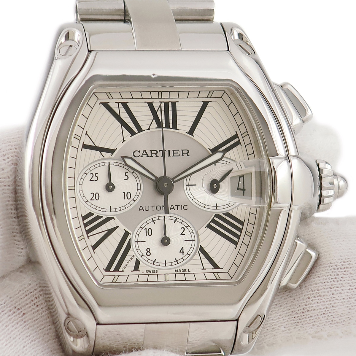 3年保証】 カルティエ ロードスターXL クロノグラフ W62019X6 トノウ ローマン 自動巻き メンズ 腕時計 
