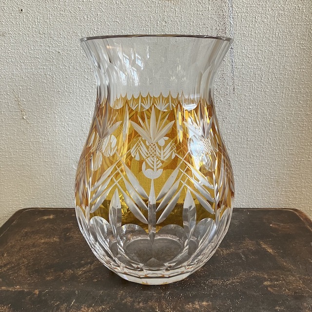 クリスタルガラス 花瓶 切子 カットガラス オールド 骨董 ヴィンテージ 古道具 カガミクリスタル Yahoo!フリマ（旧）のサムネイル