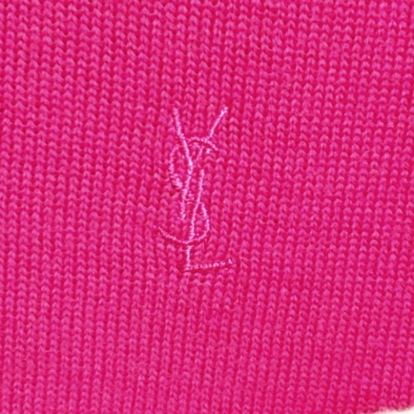 #wnc イヴサンローラン Yves Saint Laurent セットアップ M ピンク ツーピース ニット ロゴ刺繍 レディース [807875]_画像4