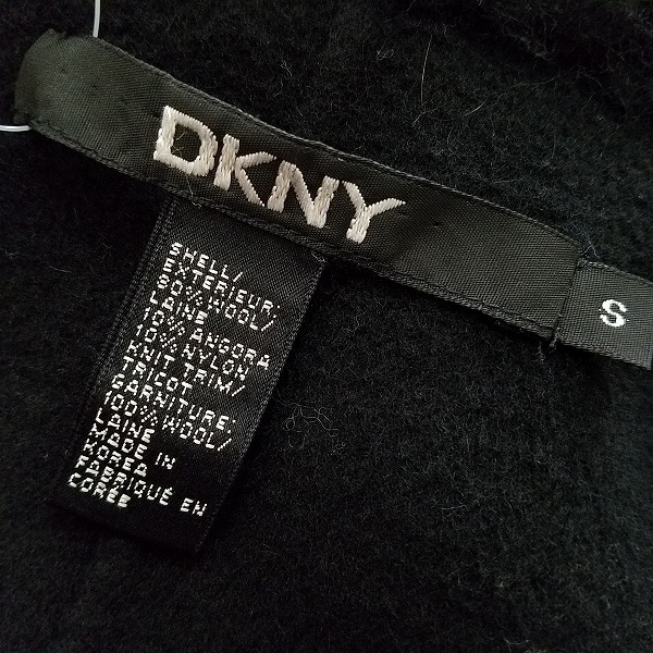 #wnc ダナキャラン DONNAKARAN DKNY コート S 黒 ロング ニット 異素材 アンゴラ混 レディース [811138]_画像5