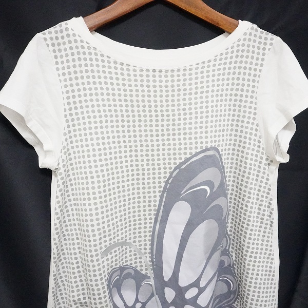 #snc BIS de Y screw te.i Hiroko Koshino tunic 9 white gray short sleeves butterfly polka dot lady's [760254]