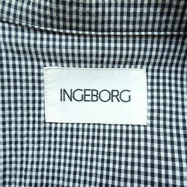 #snc インゲボルグ INGEBORG セットアップ 黒 白 ワンピーススーツ 半袖 ギンガムチェック ロング フレア 金ボタン レディース [814112]_画像7