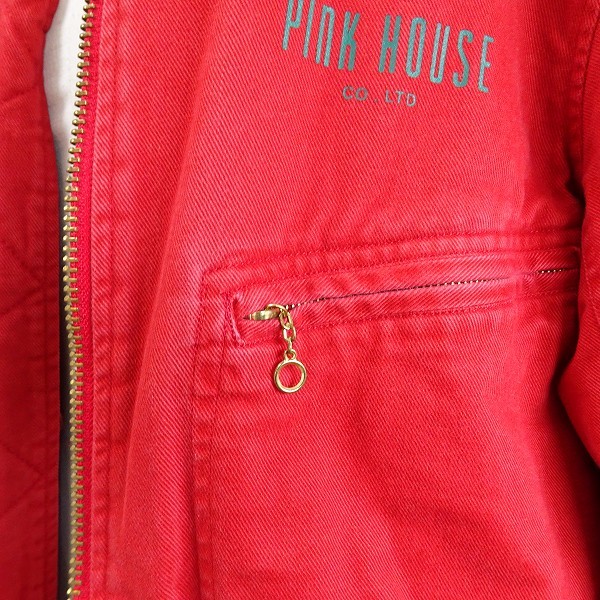#anc ピンクハウス PINKHOUSE ブルゾン 赤 ジャケット 中綿 ジップアップ ロゴ ワッペン レディース [814206]_画像7