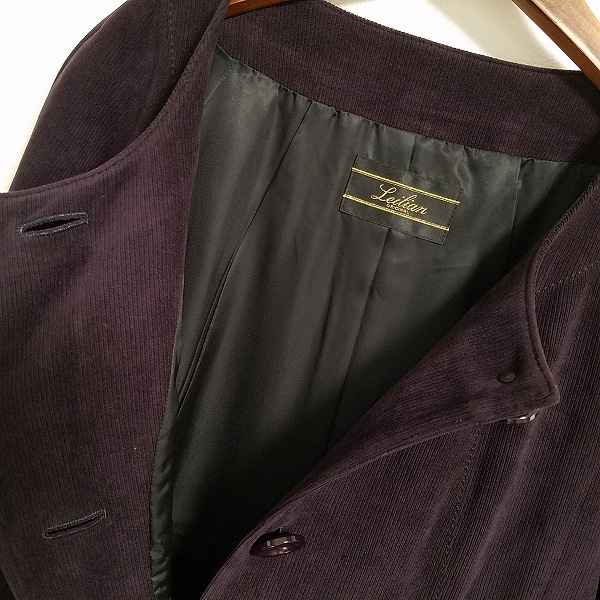 #wnc レリアン Leilian コート 13 紫系 ベロア調 ノーカラー 大きいサイズ レディース [812493]_画像3
