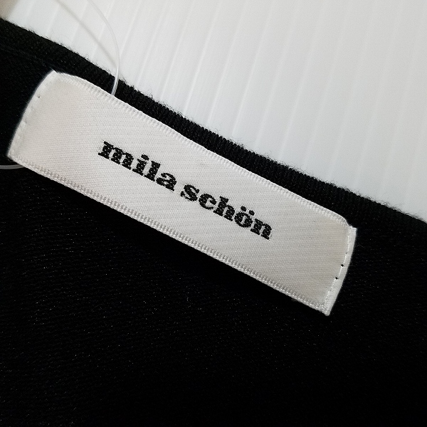 #anc Mila Schon mila schon вязаный свитер cut and sewn 40 чёрный длинный рукав biju- бисер оборка женский [813268]