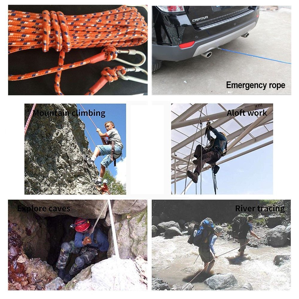 50m クライミングロープ 緊急ロープ 耐摩耗性 9mm直径 高強度 登山 アウトドア ハイキング アクセサリーツールの画像6