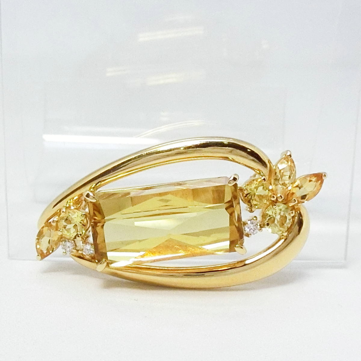 【送料無料】タサキ TASAKI 田崎真珠 K18 シトリン11.60ct ダイヤモンド ブローチ ペンダントトップ★新品仕上げ済美品★_画像1