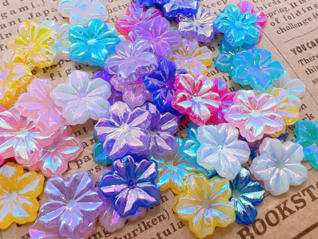  Aurora color flower [13mm-50 bead ] deco parts plastic parts flower 