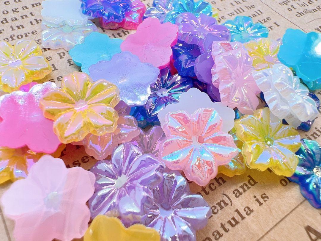  Aurora color flower [13mm-50 bead ] deco parts plastic parts flower 