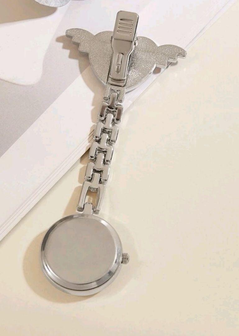 ホワイトハート羽×シルバー 懐中時計 キーホルダー 通販