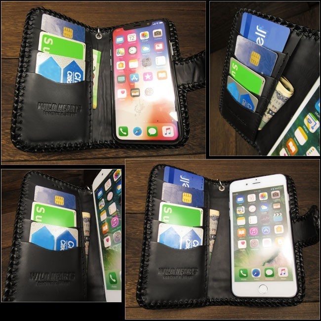 iPhone SE2/SE3 手帳型スマホケース　レザーケース カービング　ハンドメイド　サドルレザー ブラック バスケット コンチョ付き_お送りするのはiPhone SE2/SE3用です