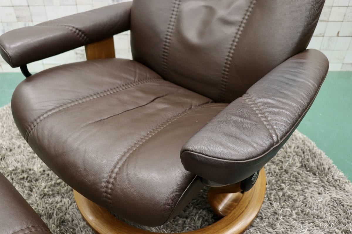 GMGS220EKORNES / eko -nes navy blue monkey reclining chair personal chair ottoman Northern Europe noru way original leather Brown regular price approximately 26 ten thousand 