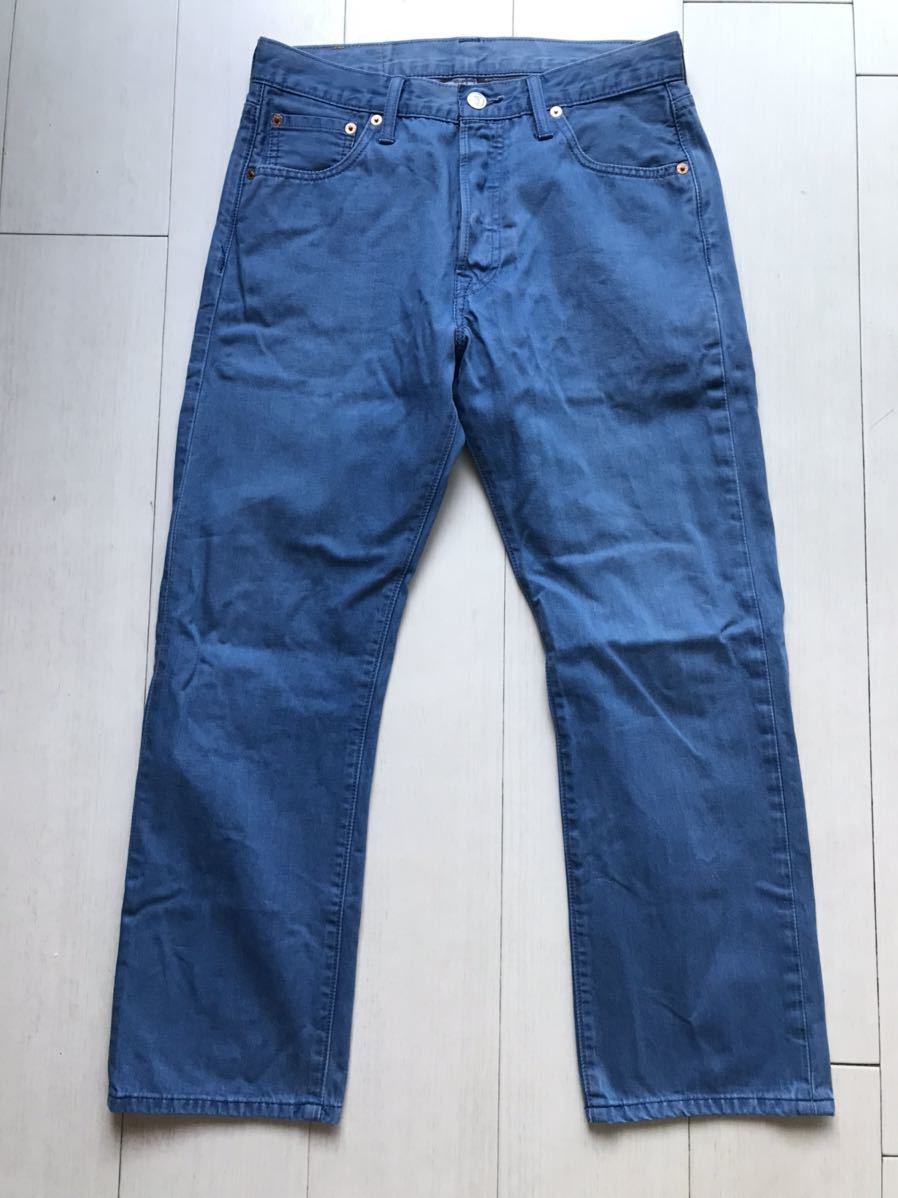 即決 W30 リーバイス Levi's 501 春夏 軽量 ボタンフライ ストレート 5ポケット型 綿100% ポーランド製 スモールe 裾上げ有 カラーデニム_画像5