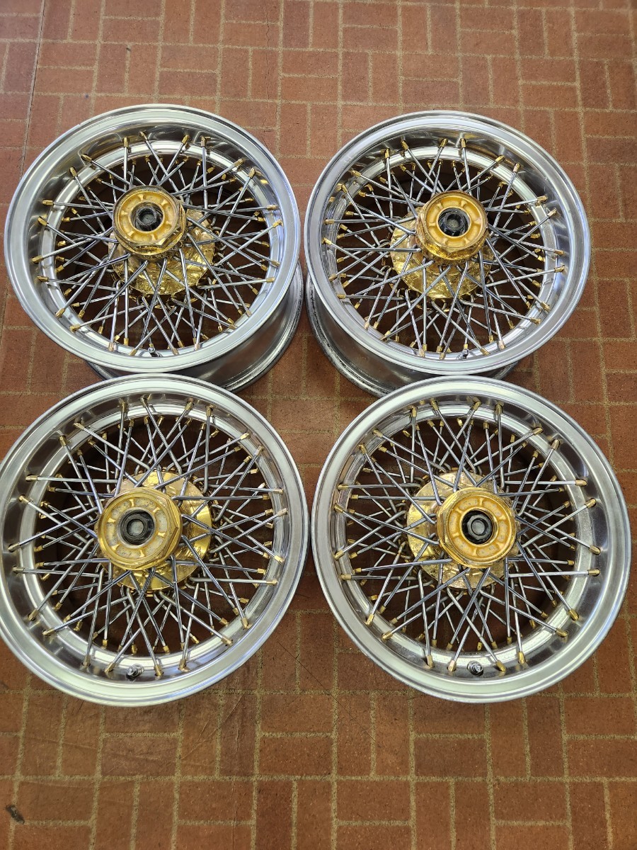旧車 当時物 ワイヤーホイール メーカー不明 15インチ 6.5J+25 4/5H-114.3  センターロック