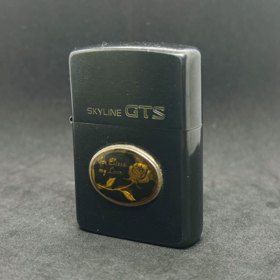 Zippo SKYLINE GTS スカイライン　薔薇　ローズ　黒　ブラック　筆記体　斜め　ななめ　イタリック体_画像1