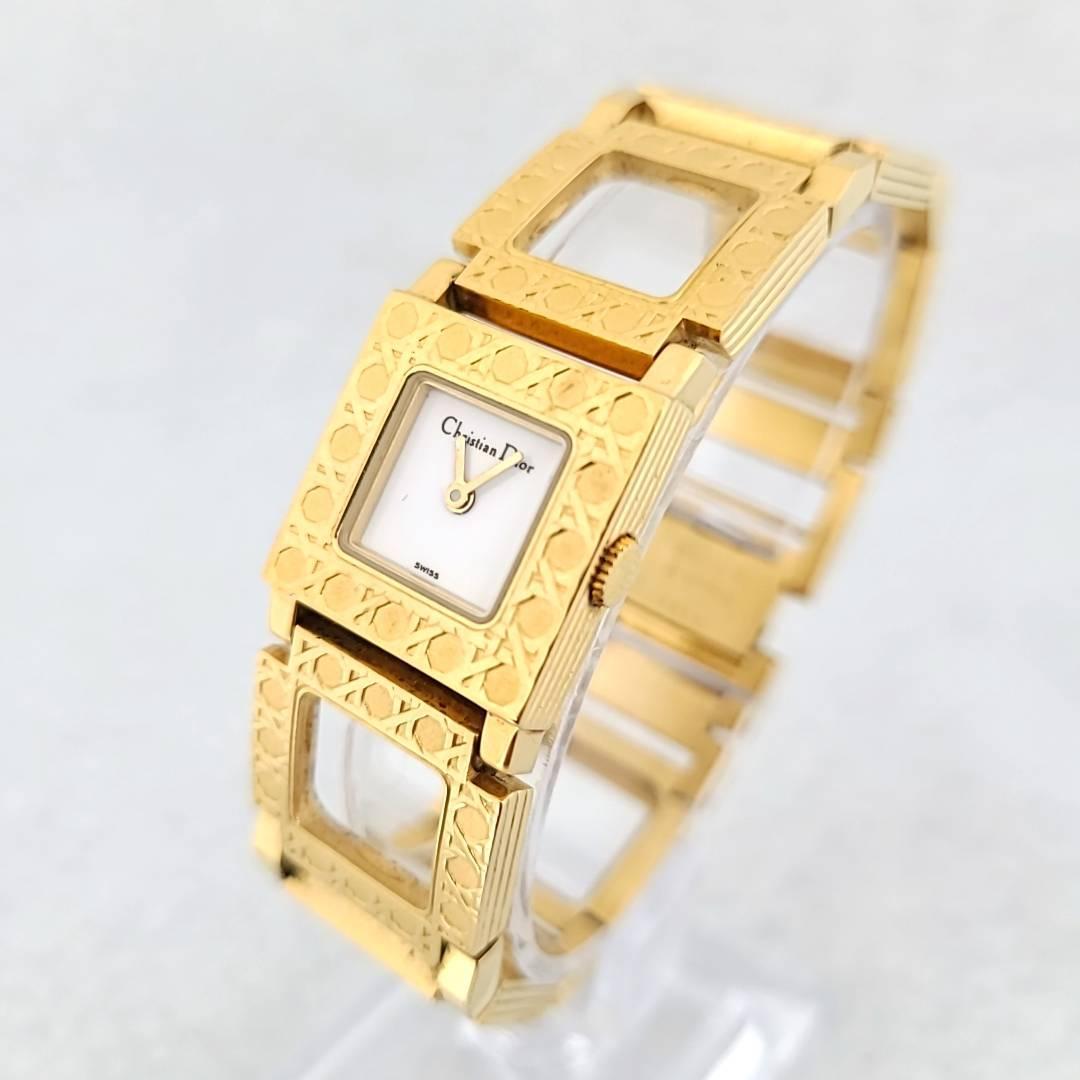 ☆【美品稼働品】C.Dior ディオール QZ D60-150 パリジェンヌ スクエア 白文字盤 レディース腕時計 ブレスレット