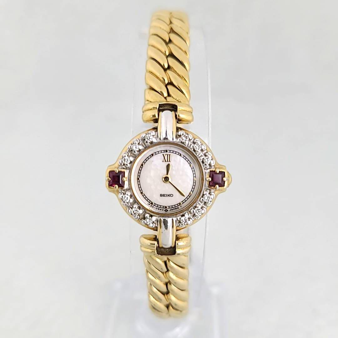☆【美品稼働品】セイコー SEIKO エクセリーヌ QZ 1F20-0B70 石付