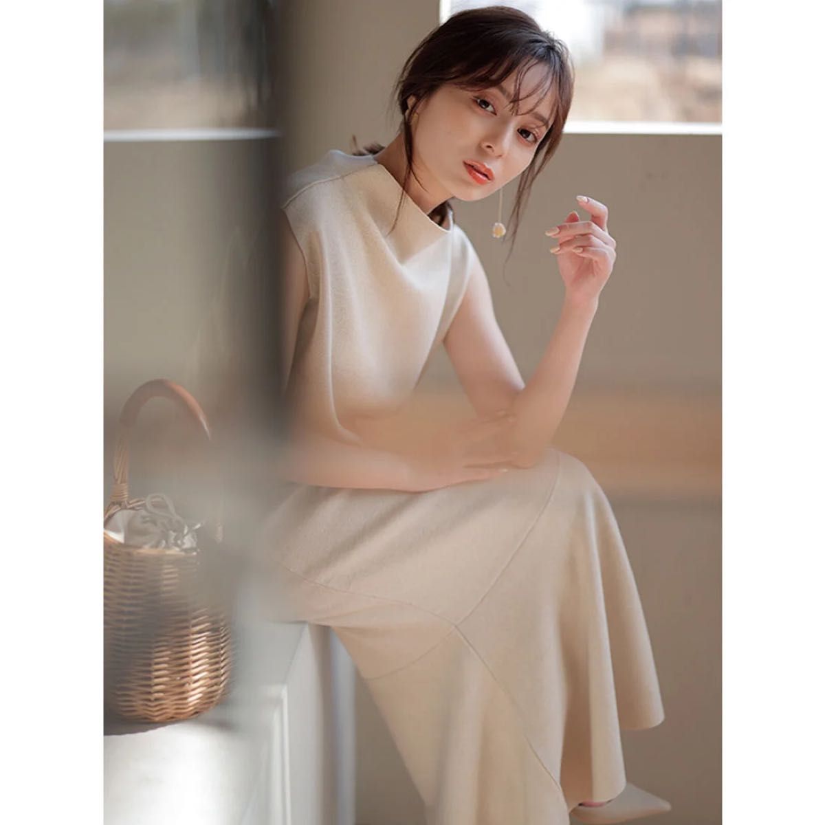 アニュアンス anuans アシメネックニットセットアップ (BEIGE)