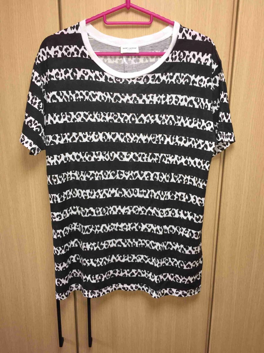  regular 15SS Saint Laurent Paris sun rolan Paris Bay Be cat border T-shirt M