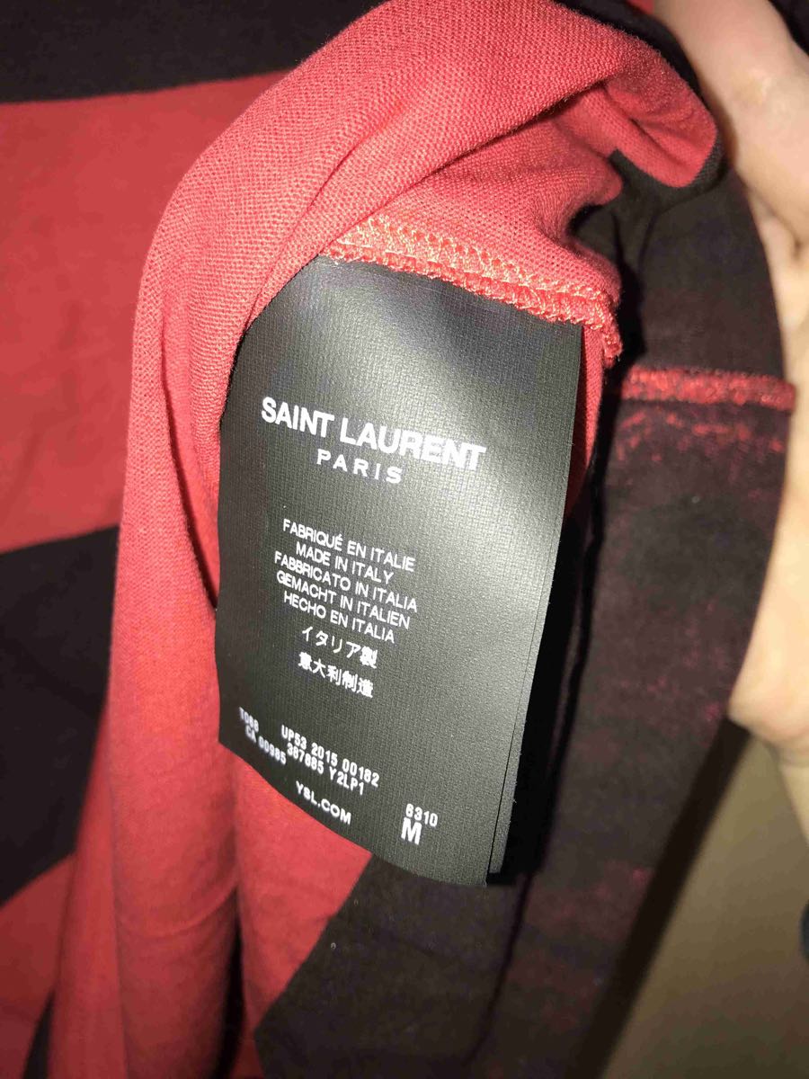 正規 16SS Saint Laurent Paris サンローランパリ ボーダー クルーネック カットオフ Tシャツ カットソー M_画像3