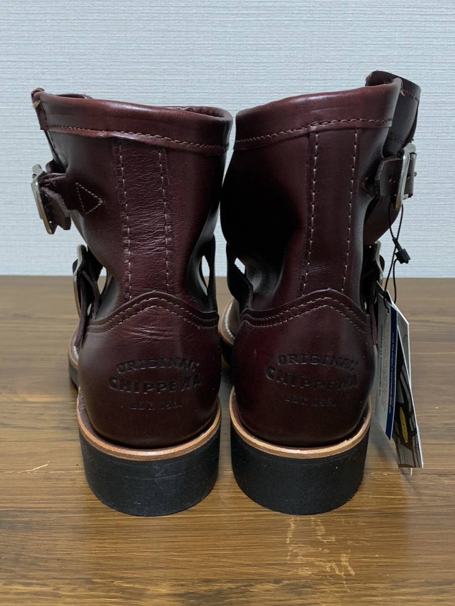 未使用☆[CHIPPEWA] 定価40,700 1901W13 Women's 7inch プレーントゥ ショートエンジニアブーツ 6M 牛革 ボルドー USA製 チペワ_画像4