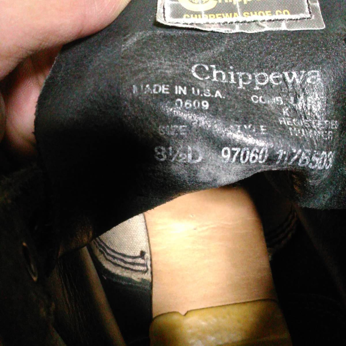 【CHIPPEWA】チペワ 8.5D (26.5cm) 6インチ プレーントゥブーツ 97060　ブラックスエード_画像7
