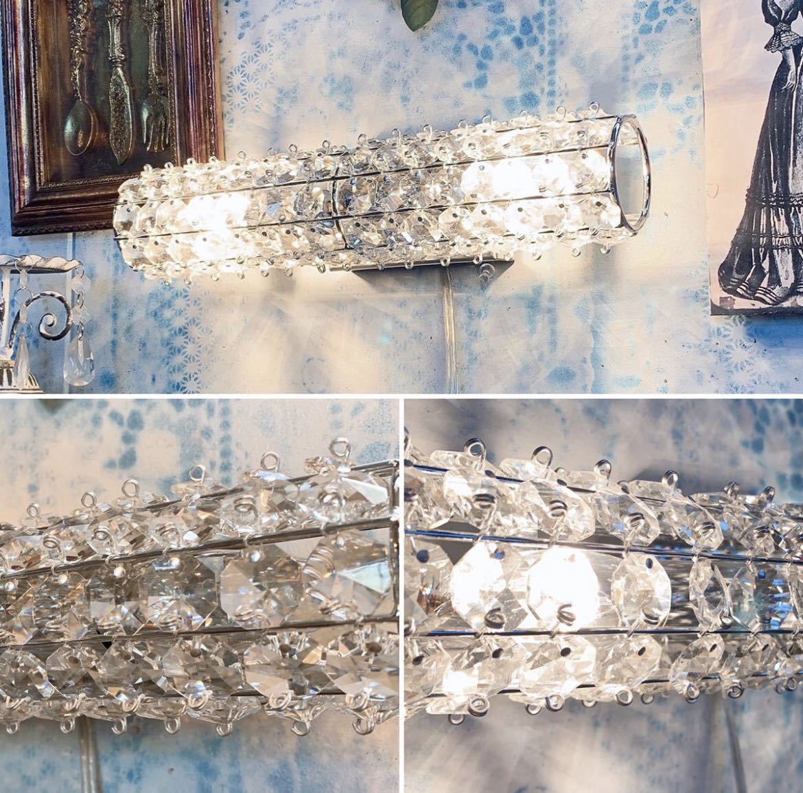 インテリア装飾/ Crystal beaded lamp / クリスタルガラスのウォールライト #インテリア雑貨 #店舗什器 #クリスタルビーズ _画像7