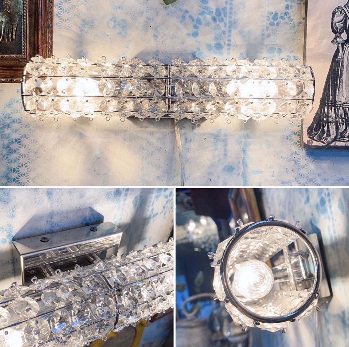インテリア装飾/ Crystal beaded lamp / クリスタルガラスのウォールライト #インテリア雑貨 #店舗什器 #クリスタルビーズ _画像8