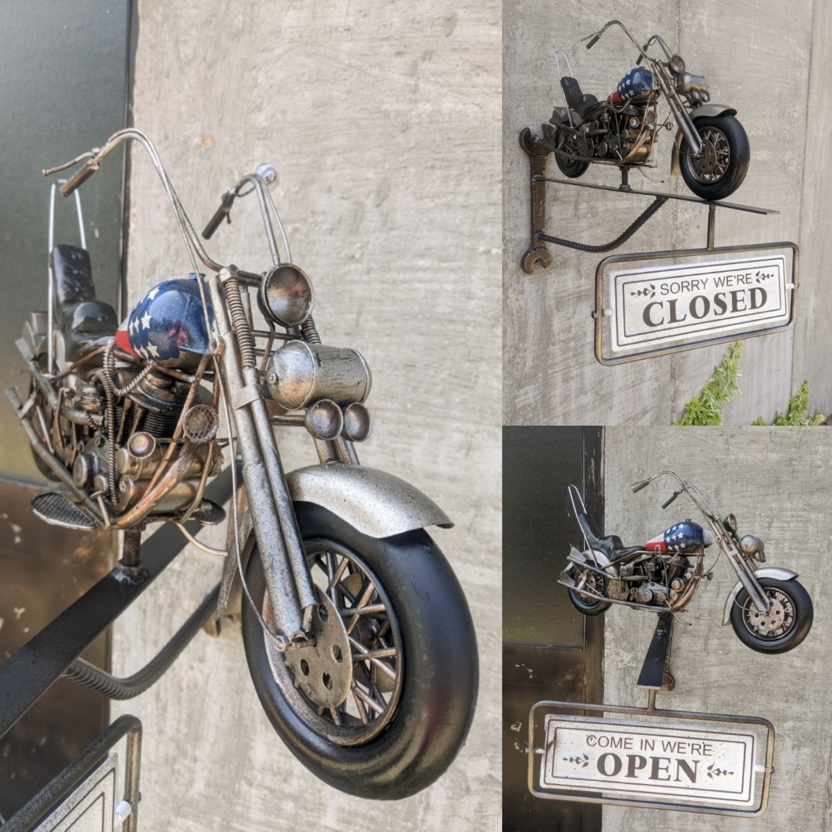  american мотоцикл мотоцикл магазин орнамент табличка OPEN&CLOSED автограф панель # гаечный ключ держатель # Harley Davidson магазин инвентарь гараж смешанные товары BASE