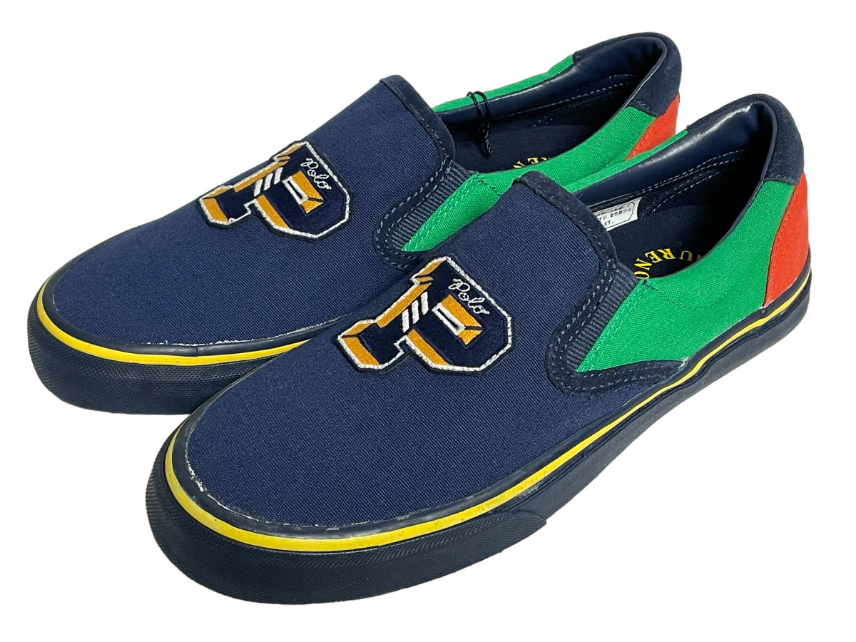 気質アップ 未使用品 US7.5 ネイビー ワッペン Pロゴ スニーカー スリッポン ラルフローレン ポロ Lauren Ralph by POLO 紺 その他 気質アップ 未使用品 US7.5 ネイビー ワッペン Pロゴ スニーカー スリッポン ラルフローレン ポロ Lauren Ralph by POLO 紺 その他
