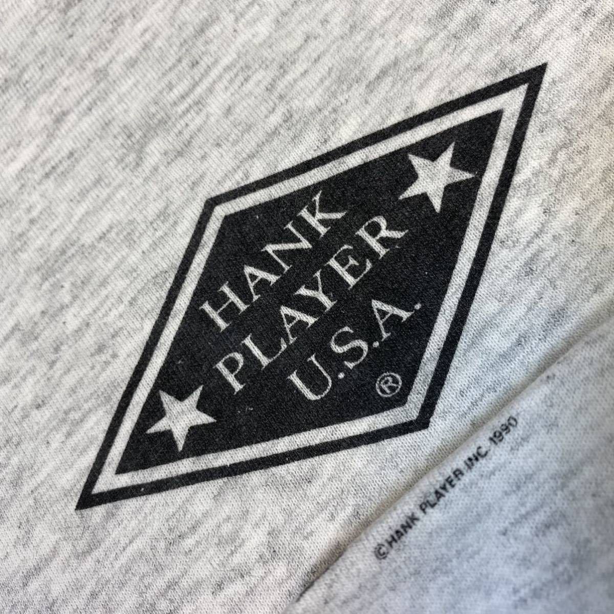 激レア入手困難90年製90sビンテージMADE in USA製HANK Player USA Basketball HANGIN'Shoesハンクプレイヤー シングルステッチ丸胴TシャツM_90年製Copy light 染込Printによる背面ロゴ