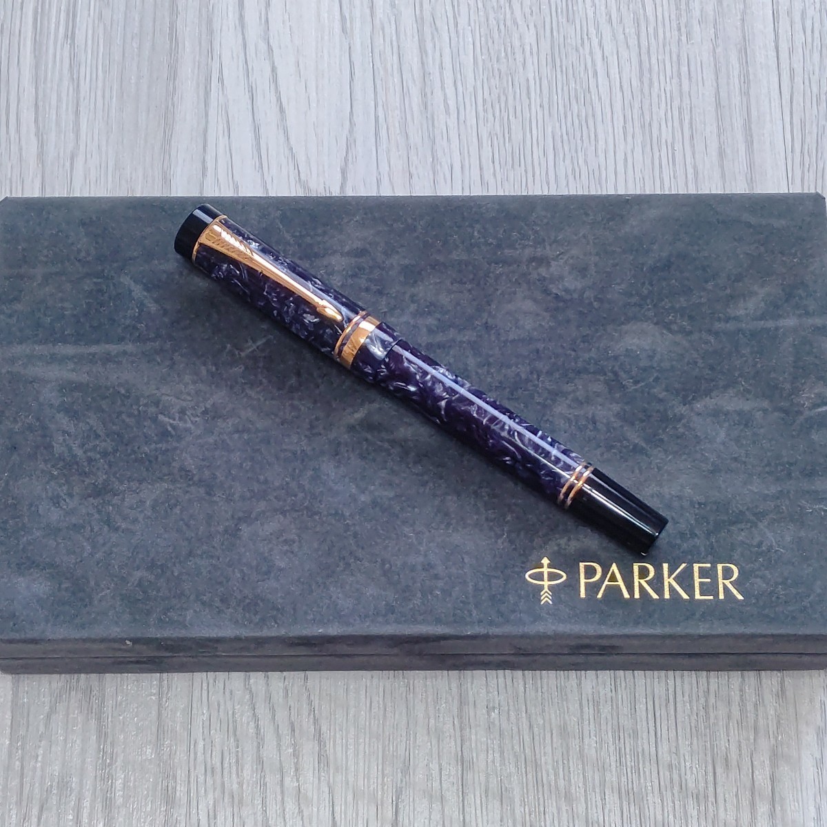 最短当日出荷 PARKER 万年筆 デュオフォールド マーブルブルー 18K