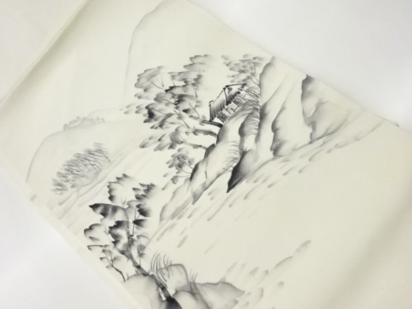 55%以上節約 ys6547077; 作家物 塩瀬手描き民家に川・山並み風景