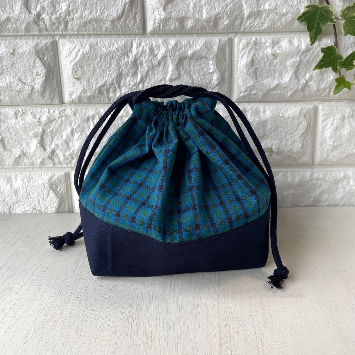 お弁当袋 ファミリア風チェック緑×紺 ハンドメイド | www.fraynacho.com
