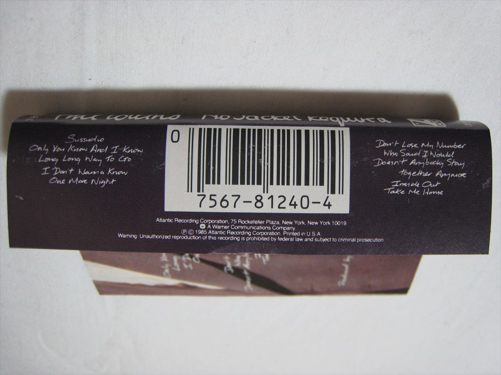 【カセットテープ】 PHIL COLLINS / NO JACKET REQUIRED US版 フィル・コリンズ III ノー・ジャケット・リクワイアド_画像4