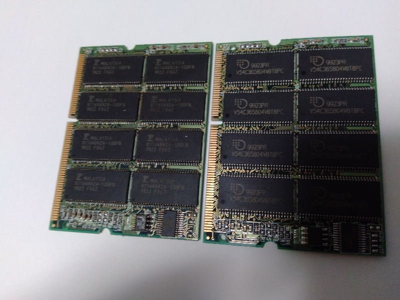 ⑭◆≪144pin　128MB　PC100≫◆　IM-128M互換ノーブランド (64Mbitチップ×16)　2枚セット　選別通過品　iBook　iMac用？　送料無料