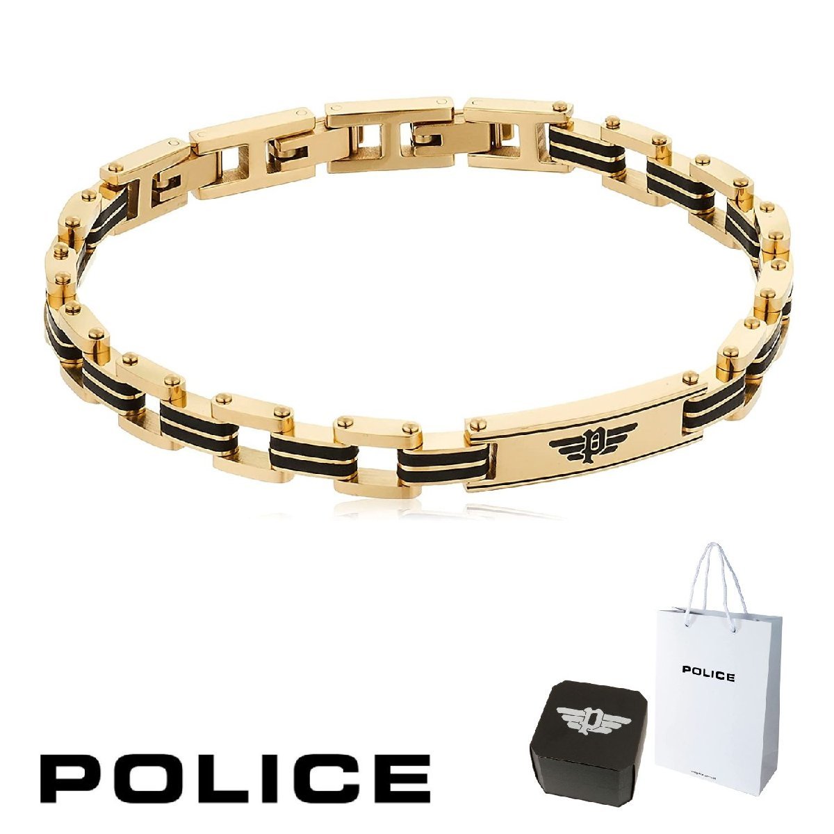 正規品 送料無料 ポリス POLICE ブレスレット CARB II カーブ 2 GB0008702 ステンレス ゴールド ブラック メンズ