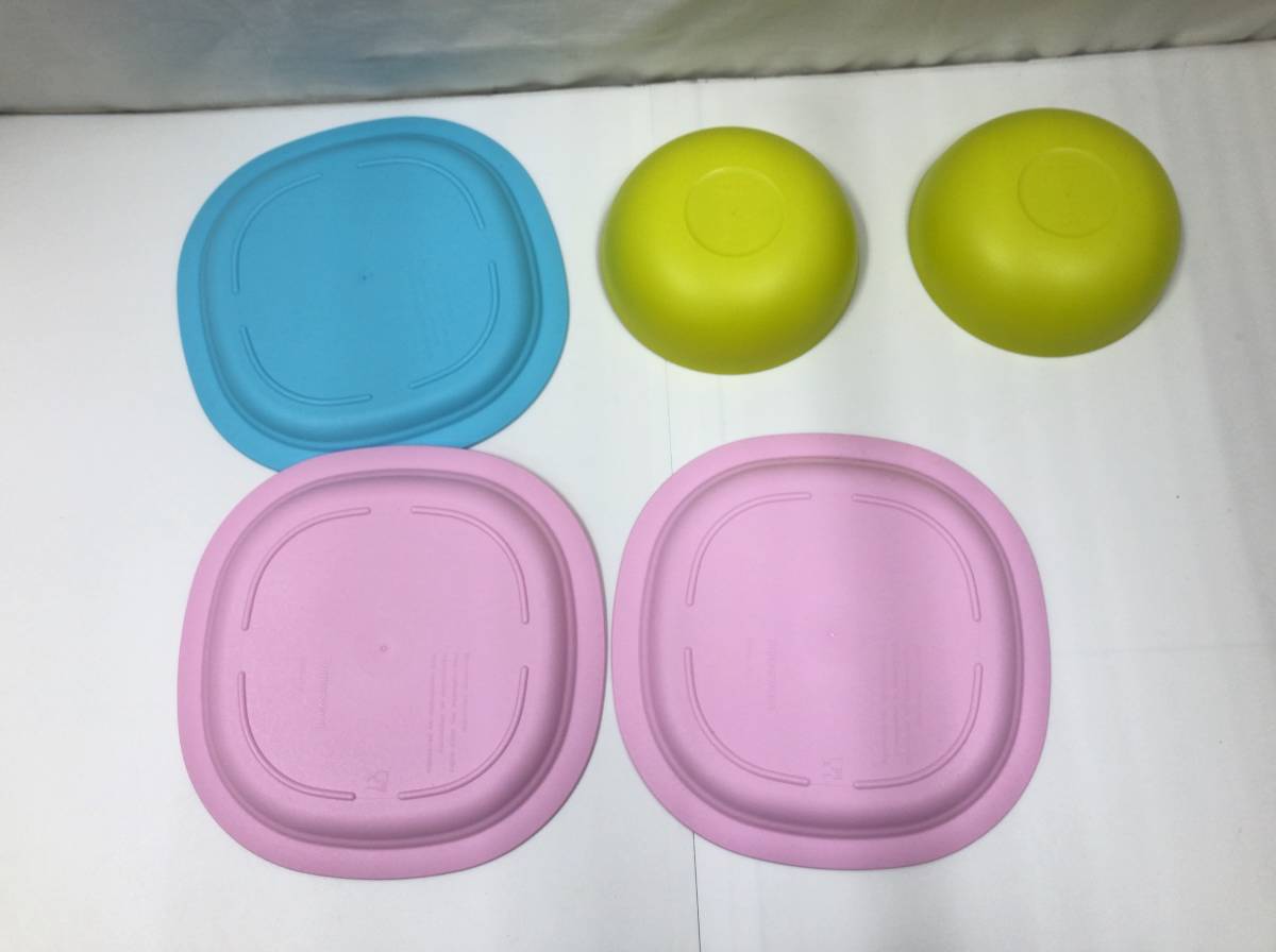 Tupperware пластик . тарелка . чашка миска plate желтый зеленый бледно-голубой розовый комплект tapper одежда 23051001