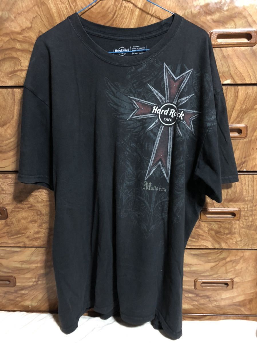 古着 HARD ROCK CAFE 半袖 Tシャツ ハードロックカフェ 黒 ブラック サイズXL クロス 十字架 BSフレア 百合の紋章 オーバーサイズの画像2